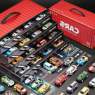 TikTok Same Children's Iron Car Alloy Car Toy Mini 48 Huili Car Gift Box suit Container
