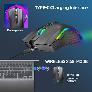 Cross-border new 2.4G wireless gaming mouse RGB light charging computer notebook wireless office mouse