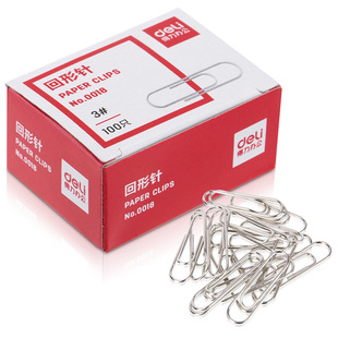 Deli 0018 paper clip 29MM paper clip No. 3 metal pin 100 steel core paper clip 10 boxes