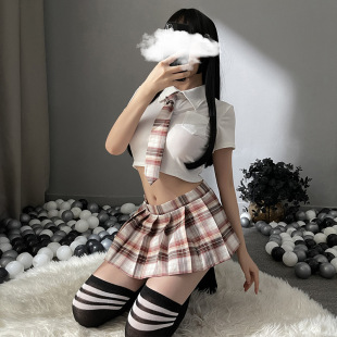 Sexy Underwear Student Uniform Temptation College Style JK Pleated Skirt Sexy Split Role Playing Set
