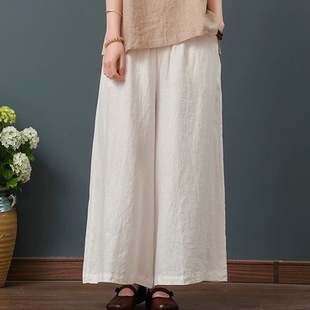 Loose plus size Women's Clothing Middle-aged Mother Summer Linen Embroidered Cotton and Linen Top Women's Short-sleeved T-shirt Cropped Pants suit