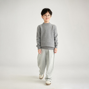 Autumn and Winter New 100 Pure Wool Sweater 7 Pin Thickened Half High Neck Children's Wear Pullover Knitted Base Sweater for Men and Women