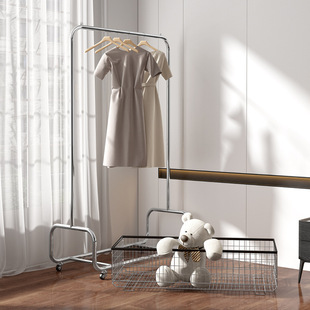 Durable Clothes Hanger Floor-standing Mobile Clothes Hanger with Wheeled Thickened Pulley Coat Rack Clothes Single-pole Storage Rack
