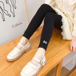 2022 New girls' cropped leggings spring and summer thin lace edge children's pantyhose outer wear western style pantyhose