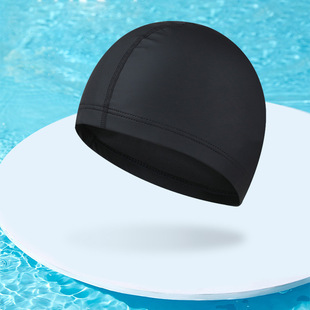 (Printed logo link) PU swimming cap unisex solid color plus size waterproof breathable non-tightening swimming cap can be fixed