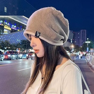 Elegant pile hat female personality Japanese style all-match Net Red Hat female Korean style knitted wool curling closed toe cold hat female