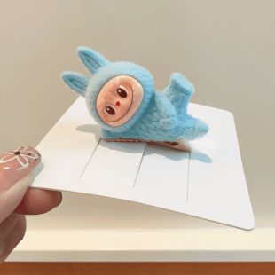 Labubu Hairpin Small Doll Lying Posture Hairpin Cute Girly Heart Side Bangs Clip Duck Cartoon Kidsren's Hair Accessories