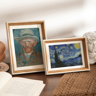 Nordic simple oil painting wooden photo frame 6 inch table wholesale 8 inch 10 inch A4 nail art display frame hand print picture frame