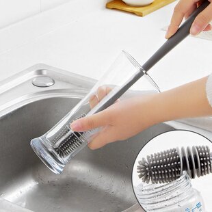 Cup Brush Cup Artifact Brush Water Cup Clean Long Handle Milk Bottle Brush No Dead Angle to Tea Stain Soft Glue Small Brush
