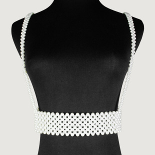 Elegant Pearl Belt Women's Ins Style Camisole Vest with Vest Waist Chain Decorative Suit Shirt Fashionable Shoulder Strap
