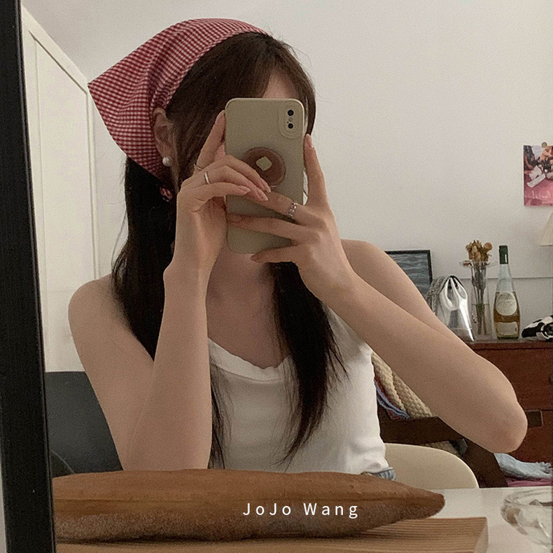 In stock fever same style headscarf female closed toe South Korea ins high sense accessories French retro square scarf summer headscarf