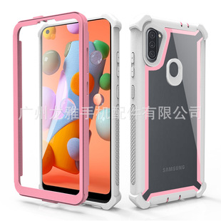 Hot three-proof space shell for Samsung A11 A21 three anti-mobile phone case acrylic transparent mobile phone protective case