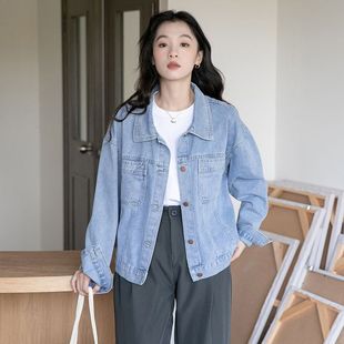 Spring and Autumn Korean Style Jacket Top Loose Slimming Casual Retro Washed Soft Hong Kong Style Denim Jacket for Women