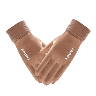 Factory wholesale Men's winter plus velvet padded warm touch screen outdoor riding running driving windproof non-slip gloves women