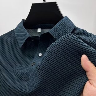 Factory direct summer mesh ice silk short sleeve T-shirt men's shirt collar cool feeling cheap breathable polo shirt half sleeve
