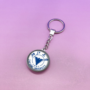 Tsinghua North famous school badge keychain double-sided luminous key ring pendant student key ring University commemorative gift