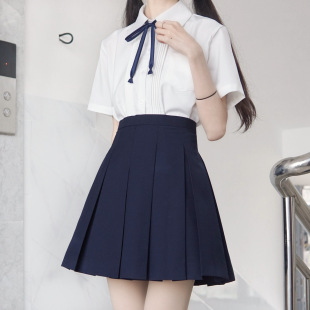 JK uniform box pleated skirt genuine basic versatile preppy style black thick cyanotic gray skirt high waist box pleated pleated skirt