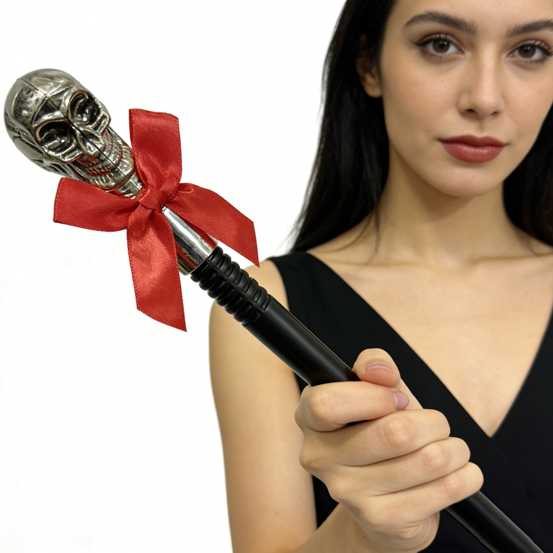 Halloween Skull Scepter Magic Wand Party Prop Dance Party Novelty Electroplated Scepter Bow Halloween Staff