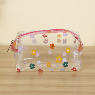 Creative printing pvc cosmetic bag custom small fresh transparent storage bag travel portable wash bag wholesale