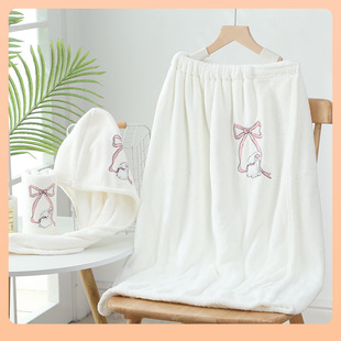 ◘ Bath Towel for Women, Wearable and Wrapable, Household Than Pure Cotton Absorbent Bathrobe Style Adult Bath Skirt Three-Piece Set 2024 New Style