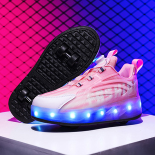 Children's Heelys Shoes for Boys and Girls, Adult Heelys Shoes, Two-Wheel Flying Shoes with Wheels, Female Students' Roller Skates