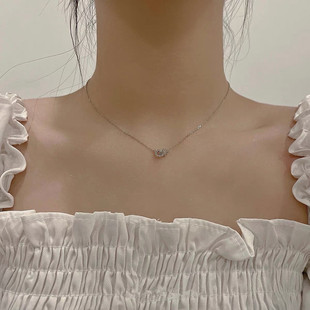 Ring buckle necklace for women Summer Double ring zircon pendant light luxury clavicle chain niche design sense Japanese and Korean simple style