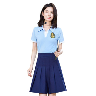 College Style Suit Student Graduation Class Uniform Summer School Uniform Short-Sleeved Junior High School Student Sports Meeting Clothing Pleated Skirt