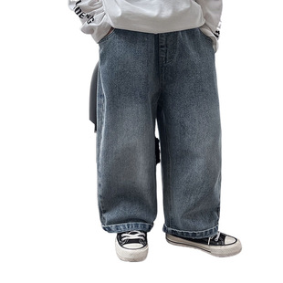 Children's Jeans Autumn 2024 Children's Wear Korean Baby Casual Pants Smiley Embroidered Boys Jeans