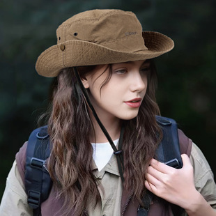 2025 Spring and Summer Outdoor New Fisherman Hat Lightweight Sunshade Sun Hat Western Cowboy Hat Men's Windproof Breathable Hat