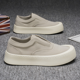Men's Spring and Autumn 2025 New Fashionable Thick Low Canvas Shoes Slip-on Men's Shoes Breathable Non-slip Wear-resistant Casual Shoes