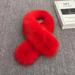 Autumn and Winter Korean Style New Solid Color Mao Scarf Women's Imitation Fur Fox Fur Thickened Warm Scarf All-match Fur Collar