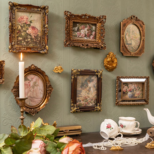 Retro European-style Relief Photo Frame Picture Frame Home Homestay Wall Decoration Artistic Light Luxury Carved Wall Hanging Photo Wall