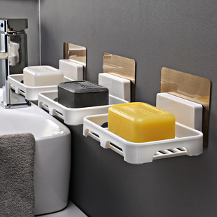 Punch-free Wall-mounted Toilet Rack Sticking Soap Box Household Wall-draining Nail-free Soap Box