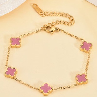 9mm double-sided four-leaf clover bracelet women's simple ins titanium steel non-fading cross-border explosion titanium steel bracelet