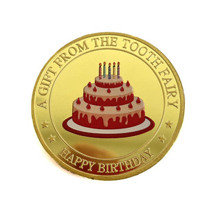 New Painted Cartoon Tooth Fairy Gold Coin Gold Plated Commemorative Coin Children's Tooth Change Gift Commemorative Medallion Coin Commemorative Medallion