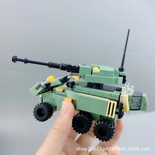 Military Vehicle Assembly Building Blocks Wheeled Land Vehicle Can Be Assembled into 3 Puzzle Small Particle Kidsren's Domestic Building Blocks