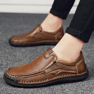 New cross-border plus size hand-stitched casual leather shoes-