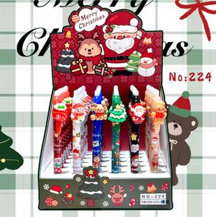 224 New Christmas Resin Patch Erasable Press Pen Cute Cartoon Press Gel Pen High Color Value Stationery