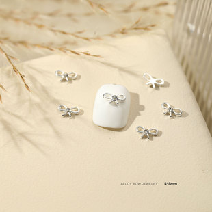 Bow nail jewelry alloy Diamond Pearl three-dimensional new flash rhinestone Internet celebrity nail decorative diamond wholesale