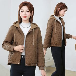 Short coat cotton-padded jacket women's 2024 winter new fashion hooded small lightweight warm windproof coat cotton-padded jacket