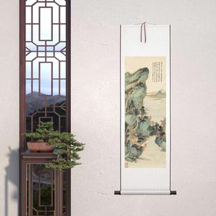 New modern Zhang Daqian landscape pavilion decorative painting antique calligraphy and painting high definition micro spray copy copy template