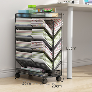 Small Bookshelf Desk-Side Storage Rack Floor Wheels Movable Desktop Book Storage Rack Simple Desk-Side Book Ping