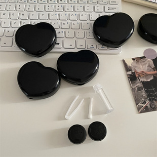 Love Solid Color Contact Lens Box Small Portable Contact Lens Box with Mirror High Color Value Contact Lens Storage Box