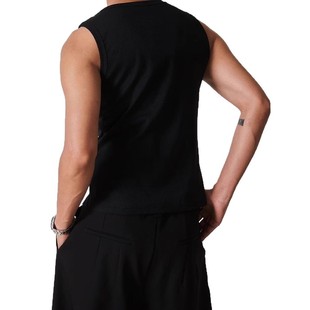 Black American Heavy Threaded Vest Men's Winter Fitness Sleeveless Base T-shirt Sports Slim-fit Waistcoat