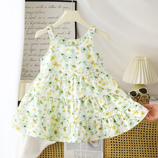 Summer new girls cotton silk dress western style floral princess dress children baby thin skirt wholesale
