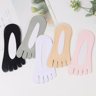 Summer Thin Ice Silk five-finger socks hollow mesh shallow mouth boat socks breathable thin silicone anti-fall heel invisible socks