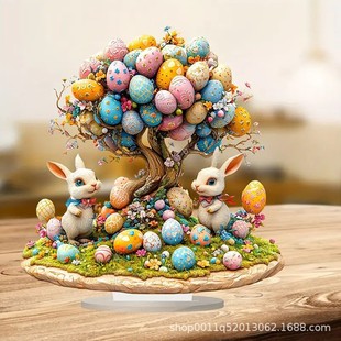Cross-border explosions Easter series acrylic color printing office cafe desktop ornaments can be labeled on behalf of the hair