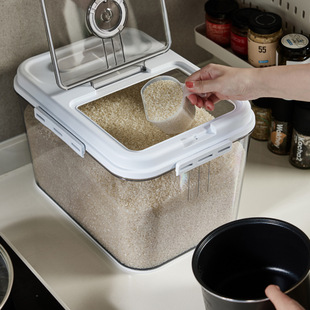 Household Rice Storage Box Insect-proof Moisture-proof Sealed Food Grade Rice Tank Rice Storage Box Flour Transparent Grain Rice Bucket