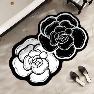 French Style Double Flower Bathroom Absorbent Floor Mat Advanced Sense Quick-drying Non-slip Light Luxury High-end Bathroom Foot Mat Multi-material