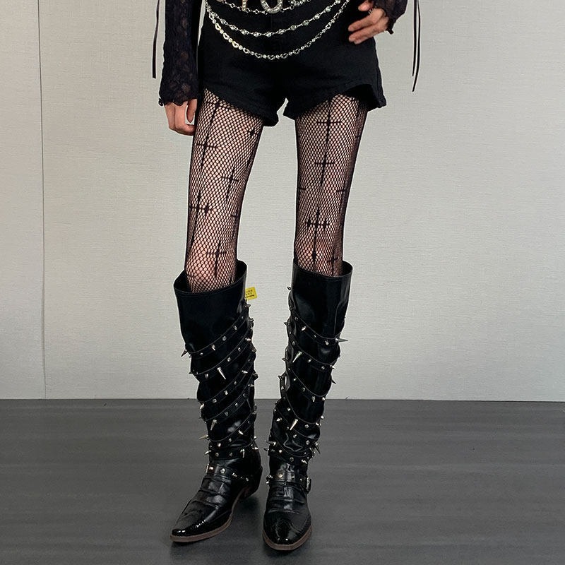 Fishnet Stockings, Cross-Patterned Fishnet Stockings, Sweet and Spicy, Pure Desire, Punk, Retro, Hot and Sassy, Halloween, Niche Subculture, Fishnet Socks